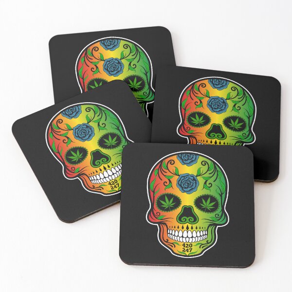 Item preview, Colorful Rasta Weed Sugar Skull Reggae Flag designed and sold by designandclouds.