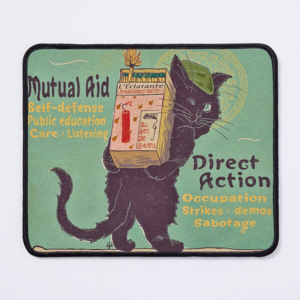 Item preview, Burn with love for revolution – Art Nouveau cat designed and sold by Loki Propagandart.