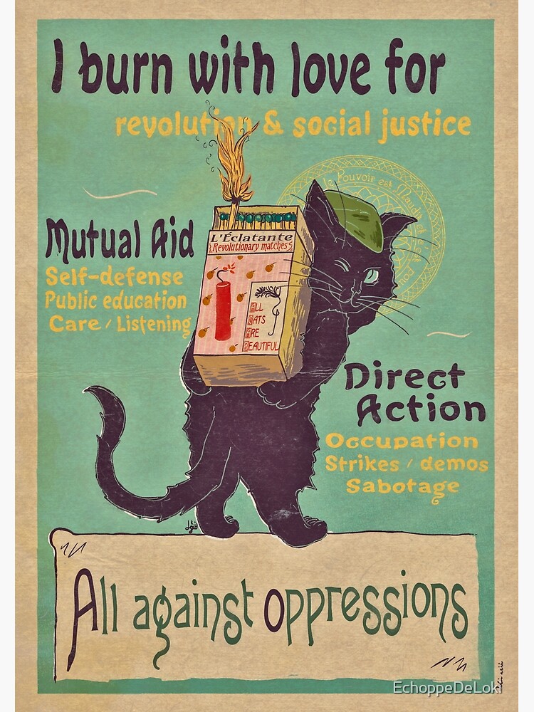 Thumbnail 7 of 7, Framed Art Print, Burn with love for revolution – Art Nouveau cat designed and sold by EchoppeDeLoki.