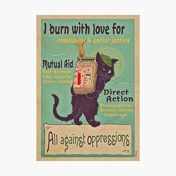 Item preview, Burn with love for revolution – Art Nouveau cat designed and sold by Loki Propagandart.