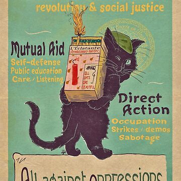 Artwork thumbnail, Burn with love for revolution – Art Nouveau cat by Loki Propagandart