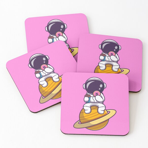 Item preview, Astronaut eating a donut while holding a cup of coffee designed and sold by ReydaDesign.