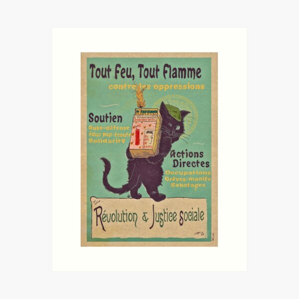 Item preview, Burn with love for revolution – Art Nouveau cat designed and sold by Loki Propagandart.