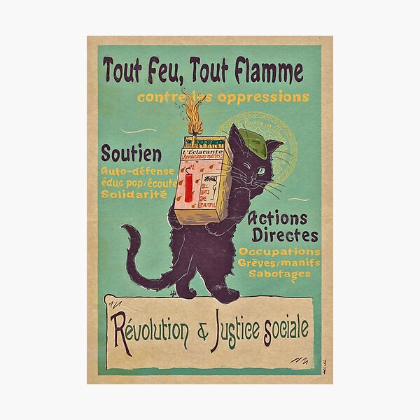 Burn with love for revolution – Art Nouveau cat Photographic Print