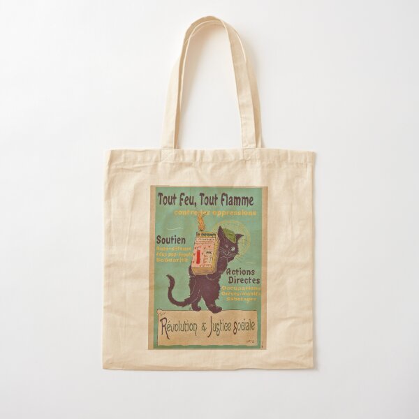 Burn with love for revolution – Art Nouveau cat Cotton Tote Bag