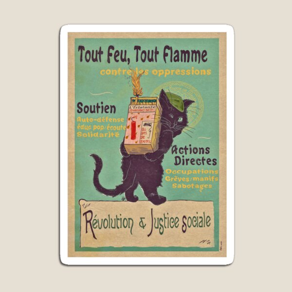 Aperçu de l'œuvre Je brule d’amour pour la révolution – Chat Art Nouveau créée et vendue par Loki Propagandart.