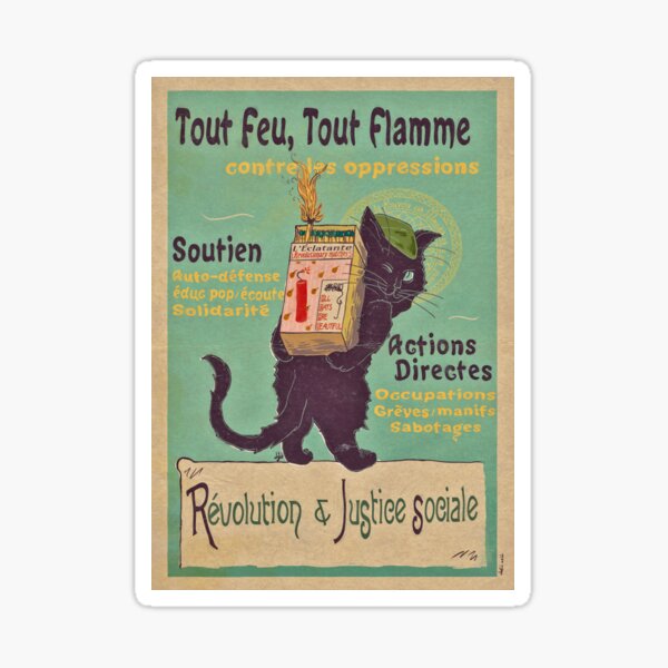 Item preview, Burn with love for revolution – Art Nouveau cat designed and sold by Loki Propagandart.
