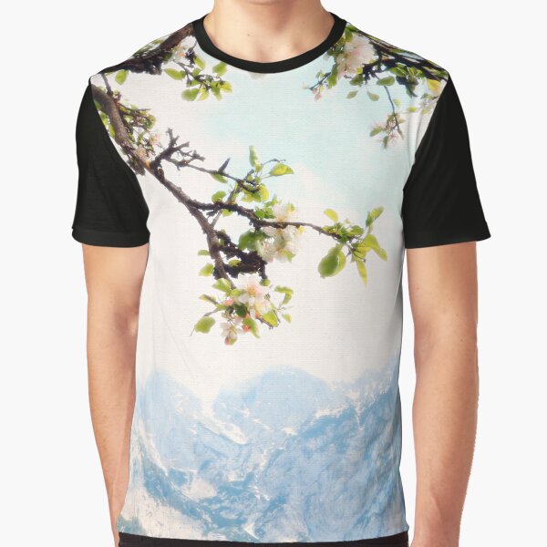 Apple Blossoms and Mountains Graphic T-Shirt
