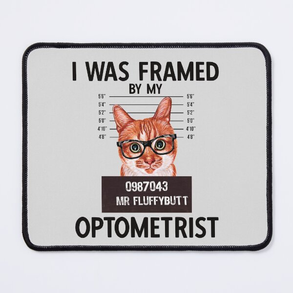 Item preview, Cute Cat with Eyeglasses - I Was Framed Optometry Quote designed and sold by Primroaddesigns.