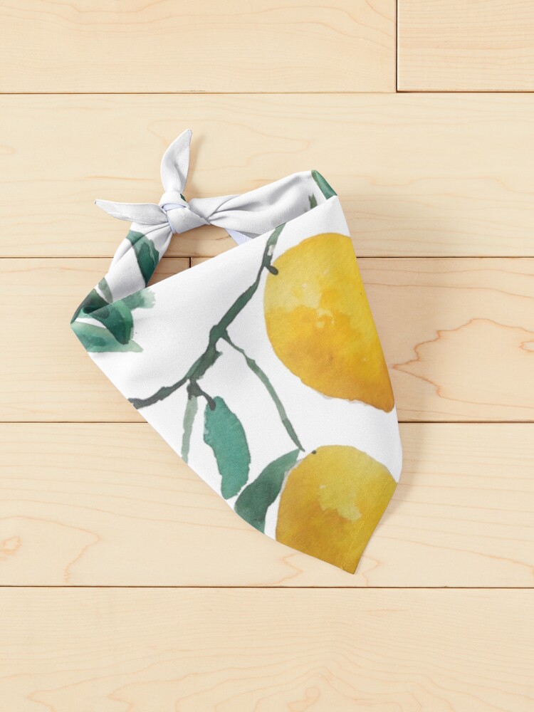 Alternate view of yellow lemon watercolor Pet Bandana