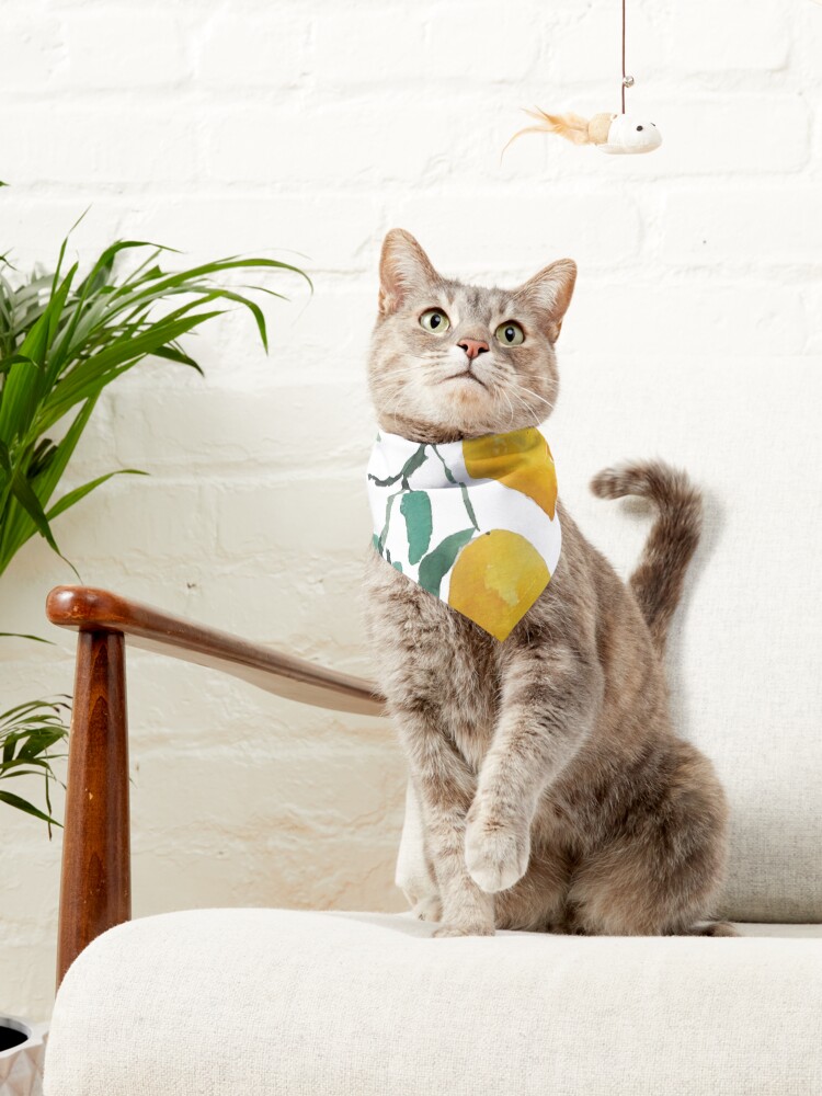 Alternate view of yellow lemon watercolor Pet Bandana