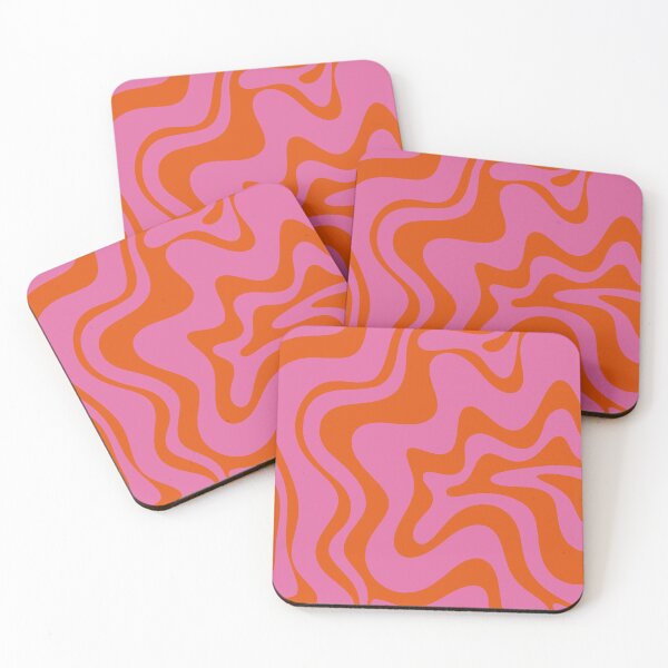 Item preview, Retro Liquid Swirl Abstract Pattern Hot Pink and Bright Red Orange designed and sold by kierkegaard.