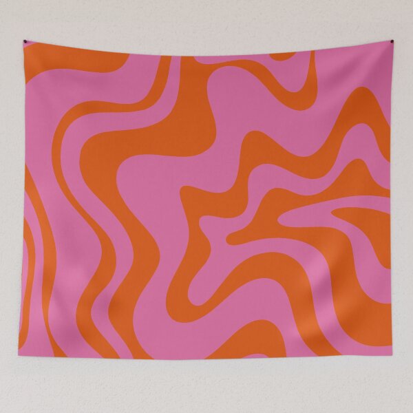 Item preview, Retro Liquid Swirl Abstract Pattern Hot Pink and Bright Red Orange designed and sold by kierkegaard.