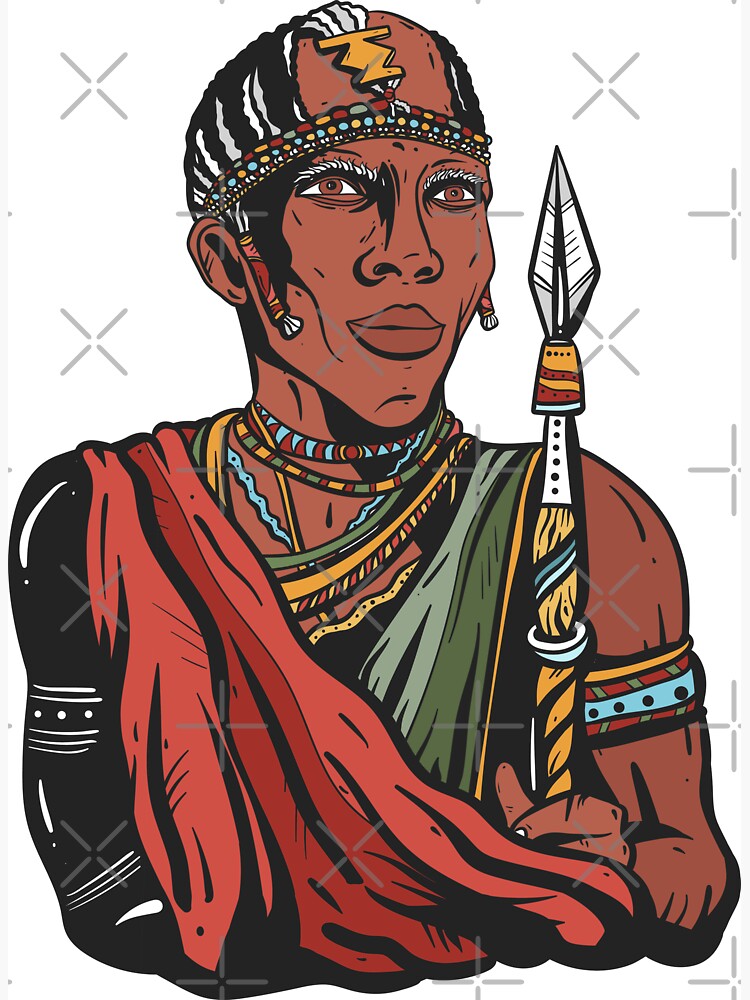 African maasai warrior, tribal mask, kalimba drum. Ethnic afro