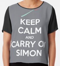 Ruhe bewahren und Simon weitermachen (weißer Text) Chiffontop