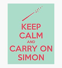 Keep Calm and Carry On Simon (Pink Text) Photographic Print