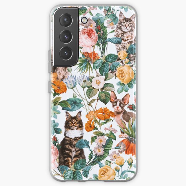 Item preview, Cat and Floral Pattern III designed and sold by Burcu Korkmazyurek.