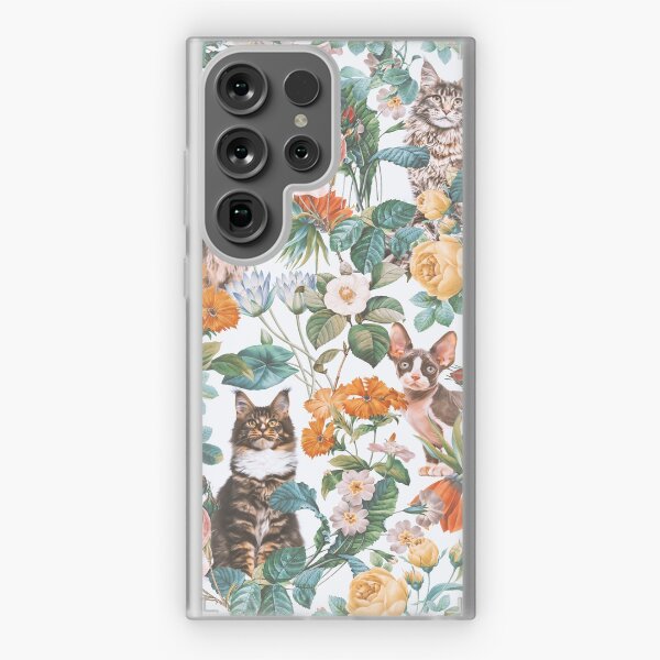 Item preview, Cat and Floral Pattern III designed and sold by Burcu Korkmazyurek.