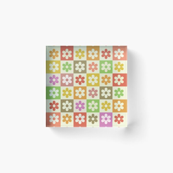 Item preview, Colorful Checkered Retro Flower pattern  designed and sold by Yasminepatterns .