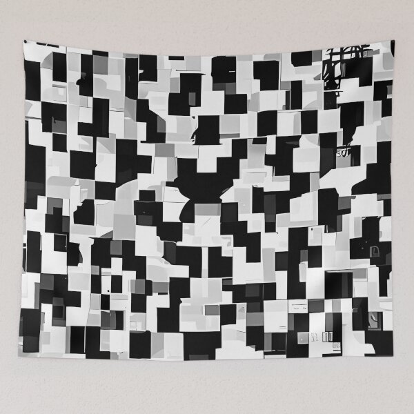 Item preview, Glitches - Abstract Geometric Pattern (Black and White designed and sold by CGArtsy.