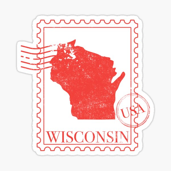 Item preview, Wisconsin Travel Stamp - Vintage Stamp Travel designed and sold by HillViewDesigns.