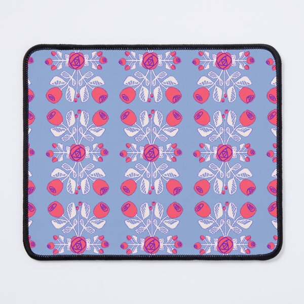 Item preview, Folk Art Roses on Chambray Blue designed and sold by Christine Philbrick.