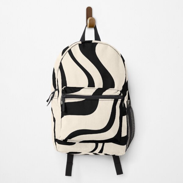 Item preview, Retro Liquid Swirl Abstract Pattern Black and Almond Cream designed and sold by kierkegaard.