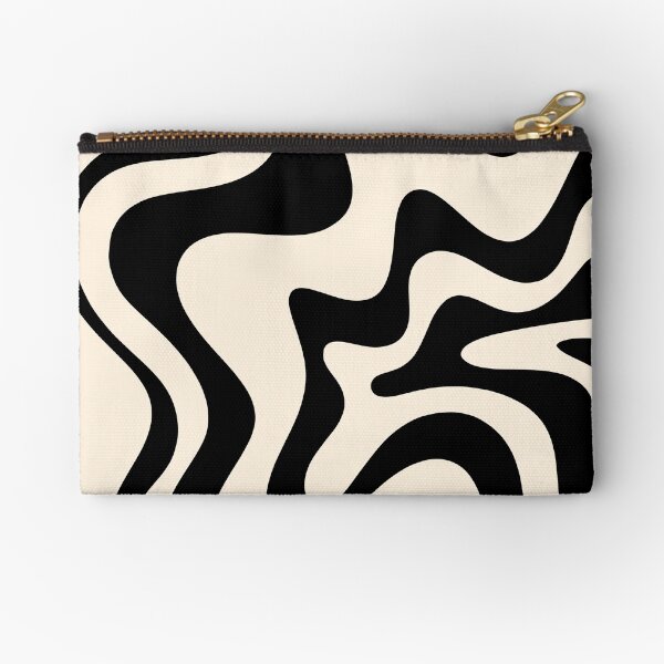 Item preview, Retro Liquid Swirl Abstract Pattern Black and Almond Cream designed and sold by kierkegaard.