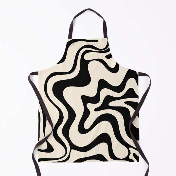 Item preview, Retro Liquid Swirl Abstract Pattern Black and Almond Cream designed and sold by kierkegaard.