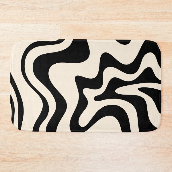 Item preview, Retro Liquid Swirl Abstract Pattern Black and Almond Cream designed and sold by kierkegaard.