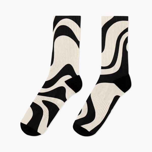 Item preview, Retro Liquid Swirl Abstract Pattern Black and Almond Cream designed and sold by kierkegaard.