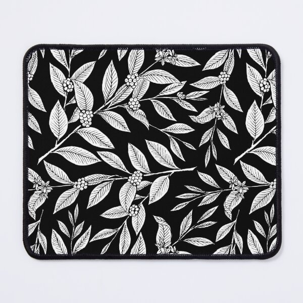 Item preview, Coffee Tree Leaves White Pattern on Black designed and sold by sifis.