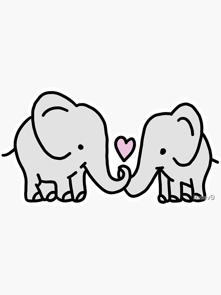 "Cute Elephants " Sticker by itssav9 | Redbubble