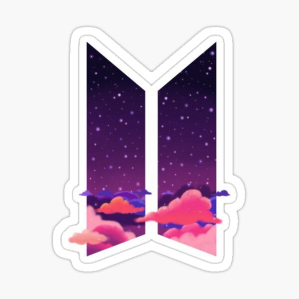 BTS Logo Night Sky, Stars and Clouds Sticker