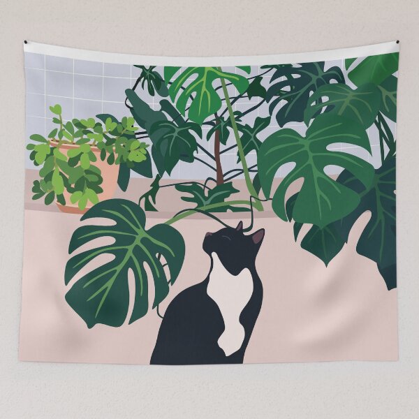 Item preview, Contented Cat with Plants designed and sold by zykydesigns.