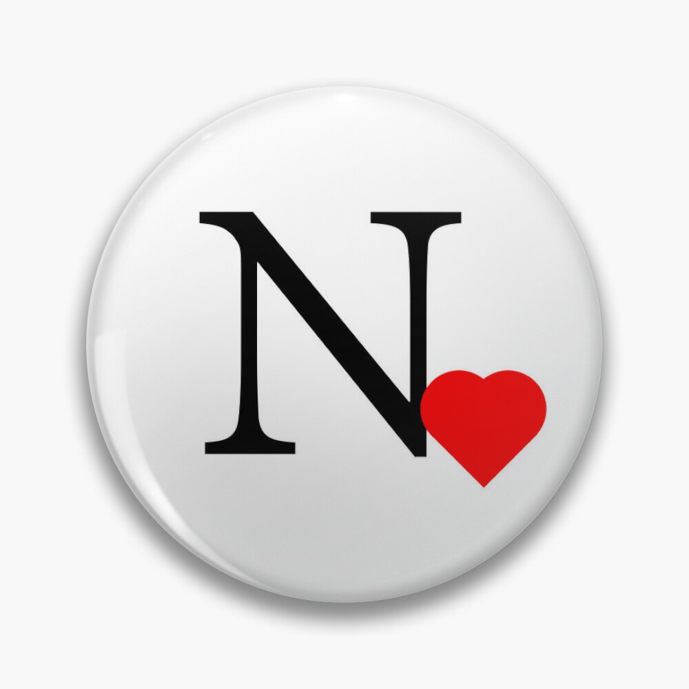 Letter N with a red heart | Initial N with a heart