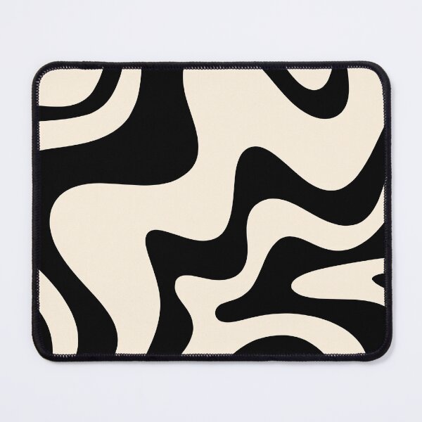 Aperçu de l'œuvre Big Retro Liquid Swirl Abstract Pattern Noir et Crème d'Amande créée et vendue par kierkegaard.