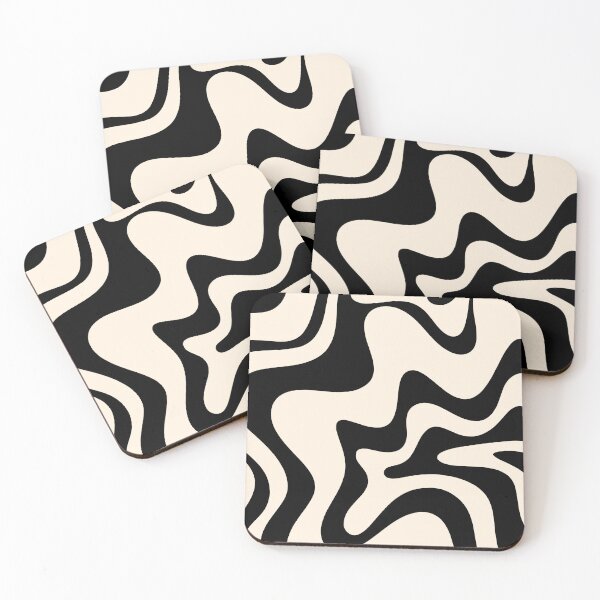 Item preview, Big Retro Liquid Swirl Abstract Pattern Black and Almond Cream designed and sold by kierkegaard.