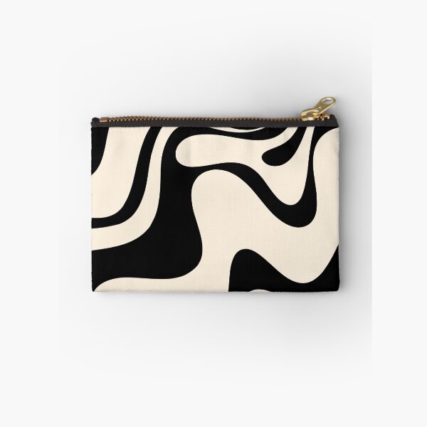 Item preview, Big Retro Liquid Swirl Abstract Pattern Black and Almond Cream designed and sold by kierkegaard.