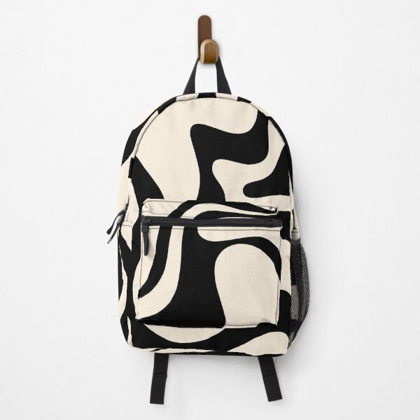 Item preview, Big Retro Liquid Swirl Abstract Pattern Black and Almond Cream designed and sold by kierkegaard.