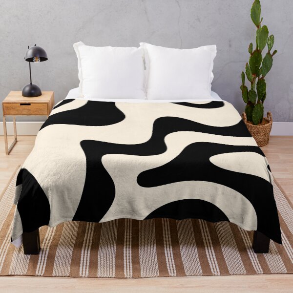 Item preview, Big Retro Liquid Swirl Abstract Pattern Black and Almond Cream designed and sold by kierkegaard.