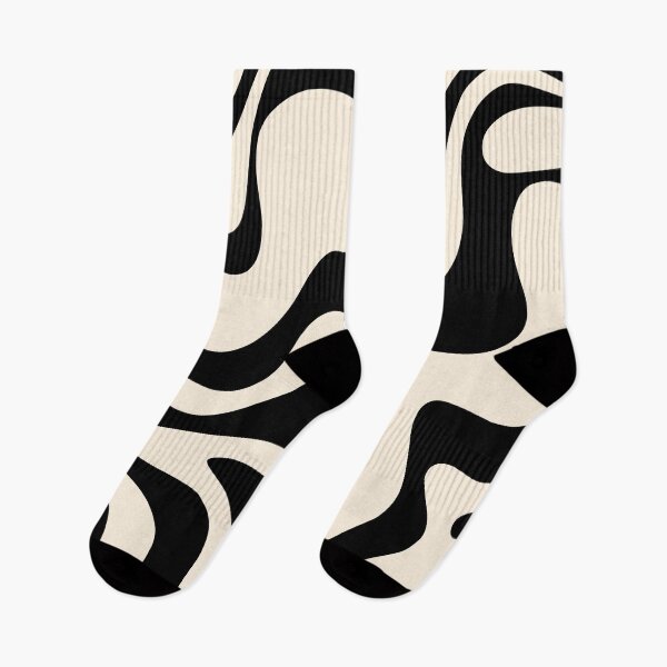 Item preview, Big Retro Liquid Swirl Abstract Pattern Black and Almond Cream designed and sold by kierkegaard.