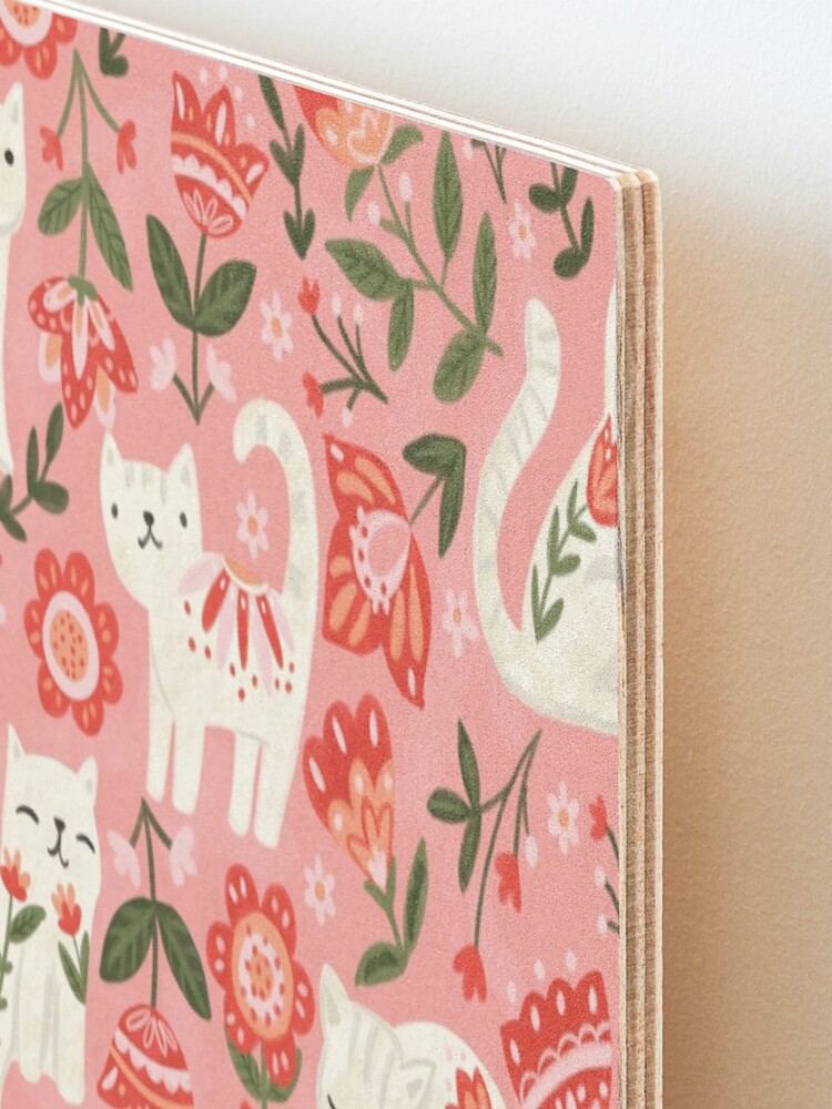 Alternate view of Folk Cat Pattern Mounted Print