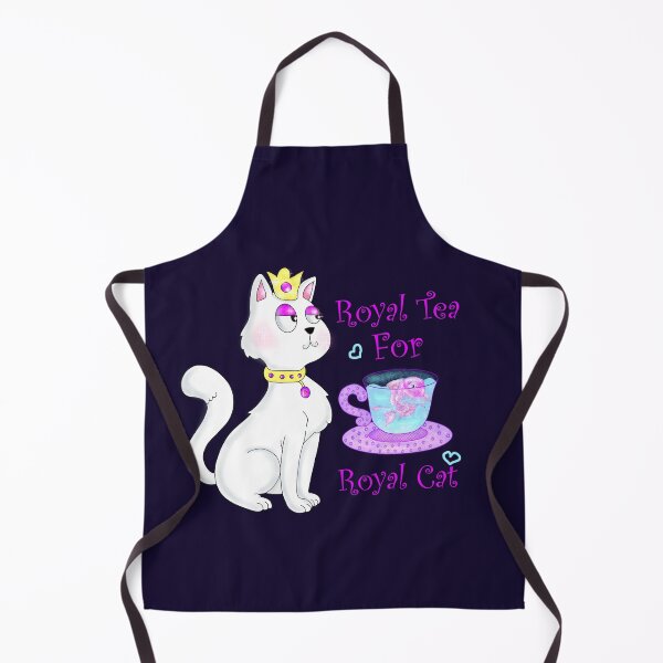 Item preview, Royal Tea for Royal Cat- cute cat and fish drawing. designed and sold by Pattern Petals.