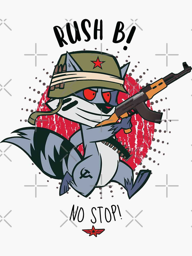 "Rush B No Stop Funny Counter Strike CS Pun" Sticker By Artado | Redbubble