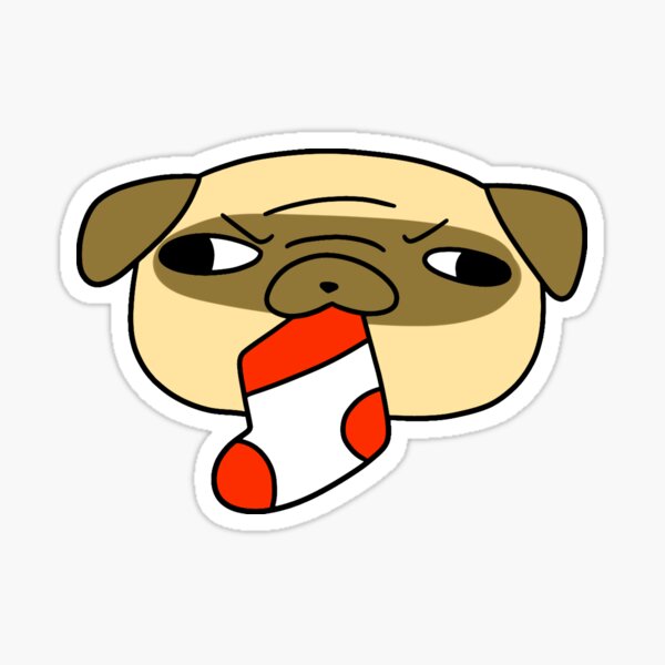 Pug Face with Sock Sticker