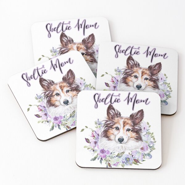 Item preview, Sheltie Mom Cute Sheltie with Purple Flower Wreath Illustration Art designed and sold by adriana-holmes.