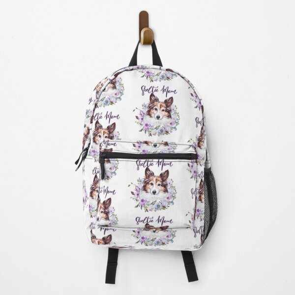 Aperçu de l'œuvre Sheltie Mom Sheltie mignon avec illustration de guirlande de fleurs pourpres créée et vendue par adriana-holmes.