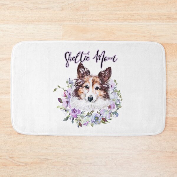 Item preview, Sheltie Mom Cute Sheltie with Purple Flower Wreath Illustration Art designed and sold by adriana-holmes.