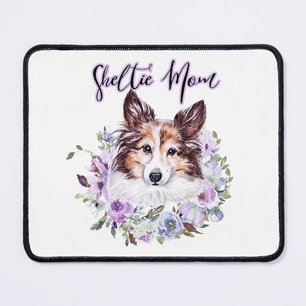Item preview, Sheltie Mom Cute Sheltie with Purple Flower Wreath Illustration Art designed and sold by adriana-holmes.